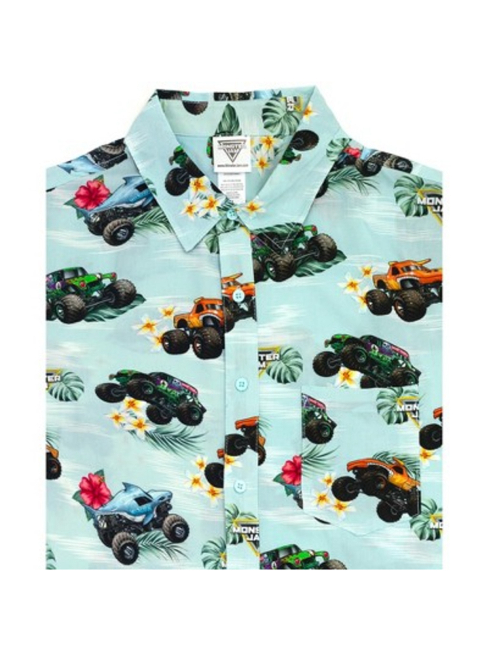 Monster Jam Grave Digger El Toro Loco Megalodon Mens Hawaiian button down 2XL